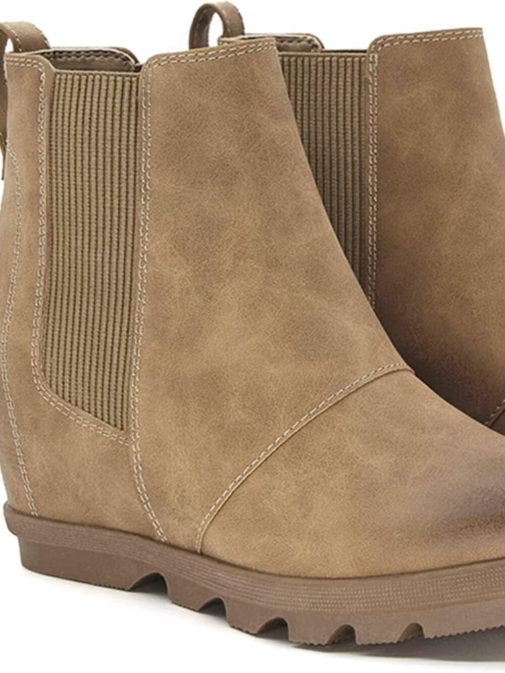 Women's Hidden Heel Chelsea Ankle Wedge Boots - Size 6 - Taupe/Khaki